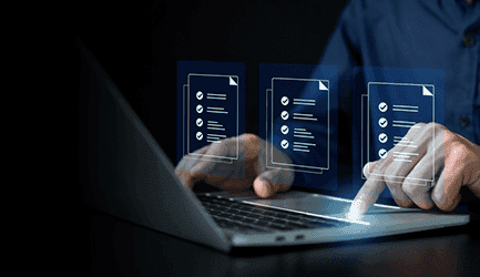 Reviewing package options on a laptop